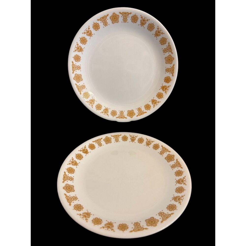 Vintage Corelle Butterfly Gold Salad Luncheon Plates 8½” Set Of 2 Collectible